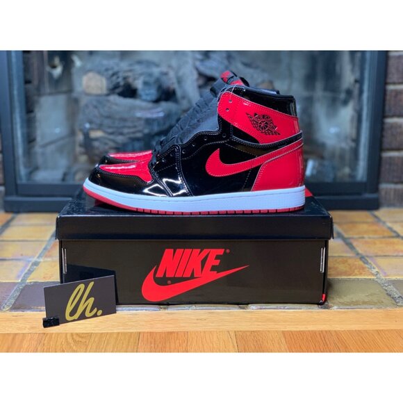 Size 10 Air Jordan 1 Retro High OG “Patent Bred” Athletic Basketball Sneakers 55 - Picture 1 of 6
